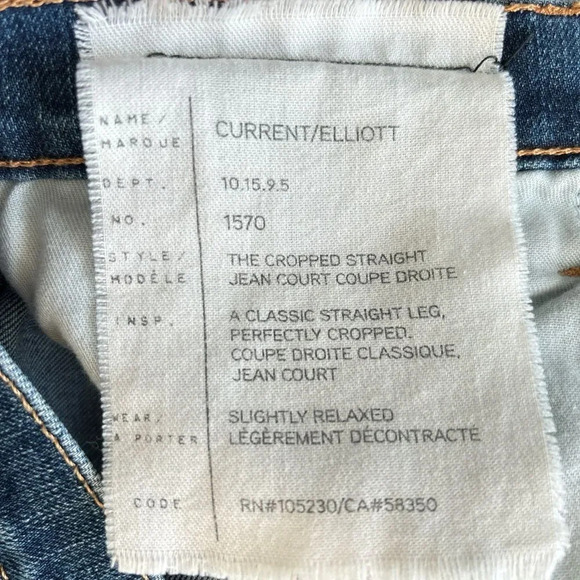 Current/Elliott The Cropped Straight Jean Stagecoach Released Hem Size 26 - Picture 7 of 11